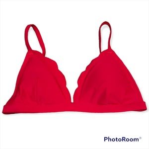 Hollister Red Ruffle Adjustable Bikini Top